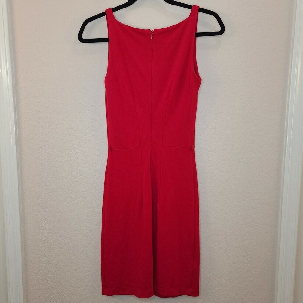 MNG Suit Dress Women XS Red Knit Fitted Sheath Square Neck Stretch Career Office - Picture 8 of 12